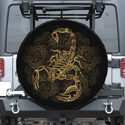 Gold Scorpio Print Leather Spare Tire Cover