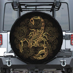 Gold Scorpio Print Leather Spare Tire Cover