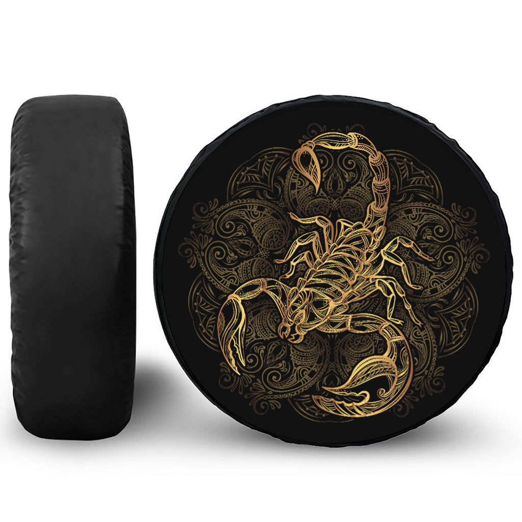 Gold Scorpio Print Leather Spare Tire Cover