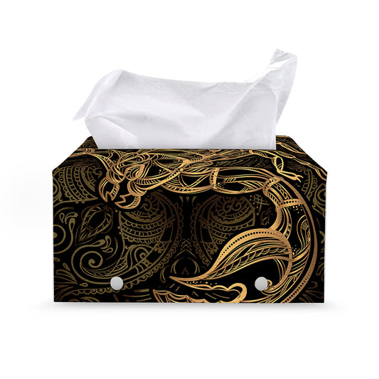 Gold Scorpio Print Leather Tissue Box Cover