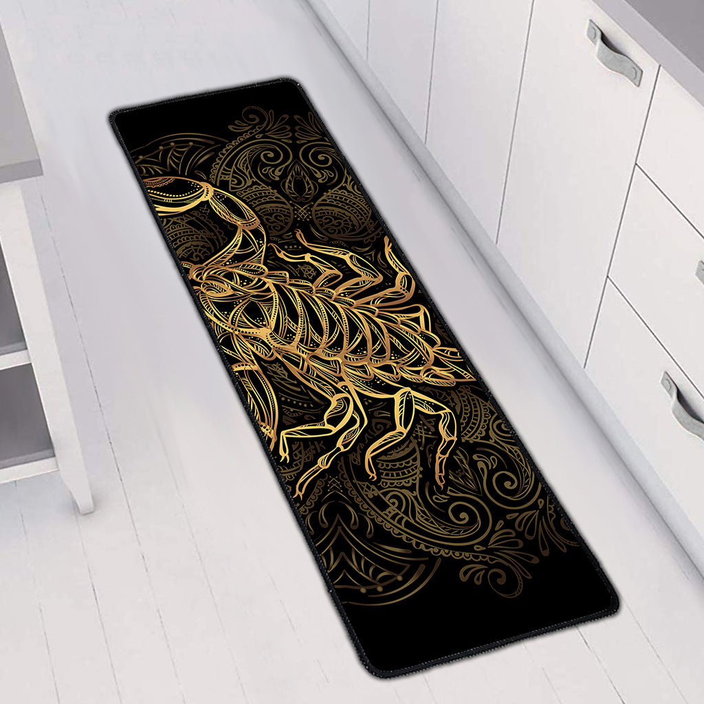 Gold Scorpio Print Long Kitchen Mat