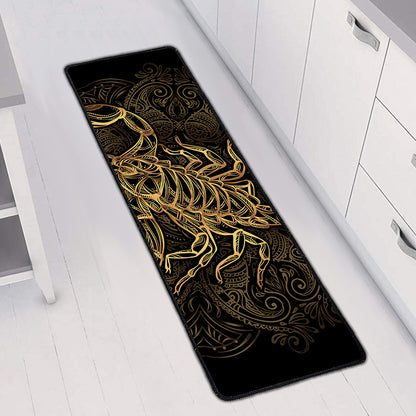 Gold Scorpio Print Long Kitchen Mat