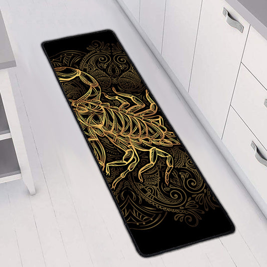 Gold Scorpio Print Long Kitchen Mat