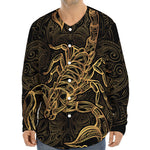 Gold Scorpio Print Long Sleeve Baseball Jersey