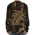 Gold Scorpio Print Long Sleeve Baseball Jersey
