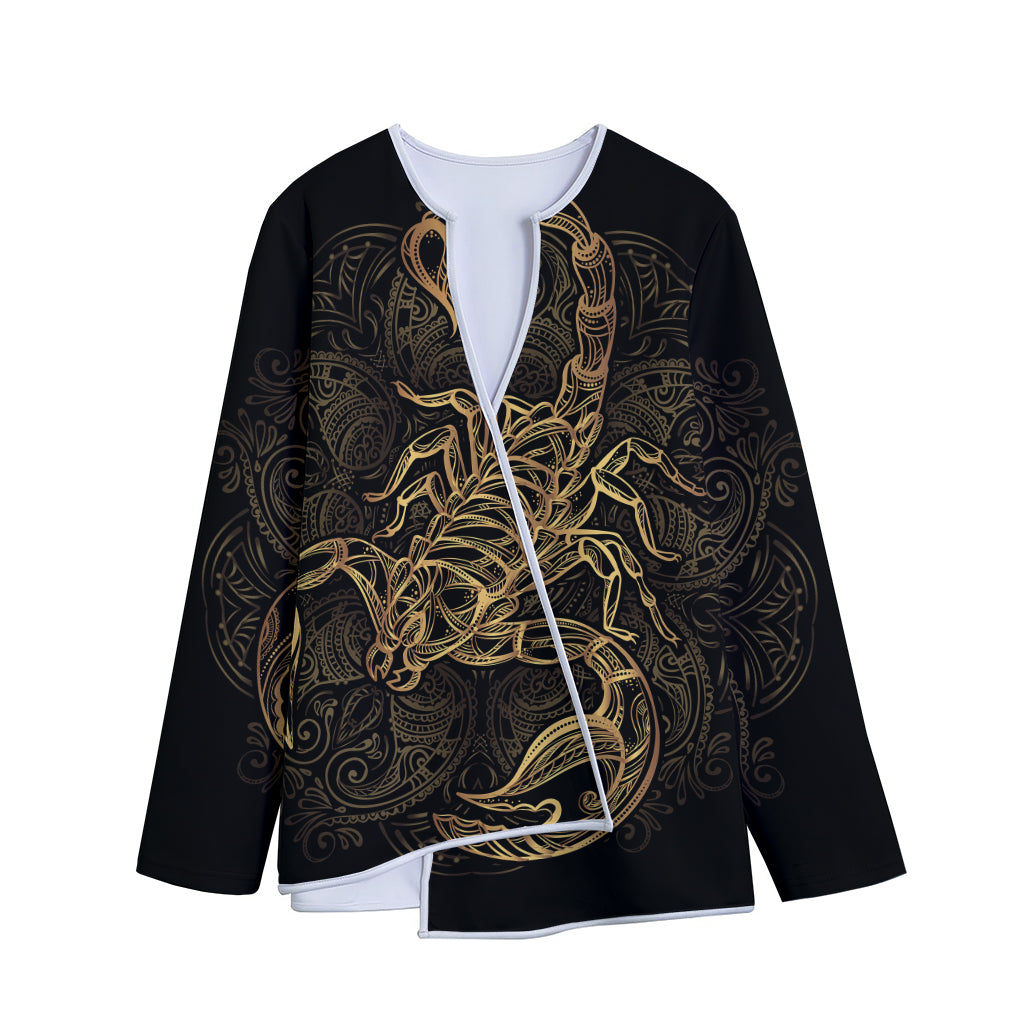 Gold Scorpio Print Long Sleeve Short Coat
