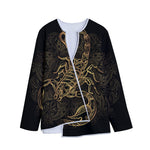 Gold Scorpio Print Long Sleeve Short Coat
