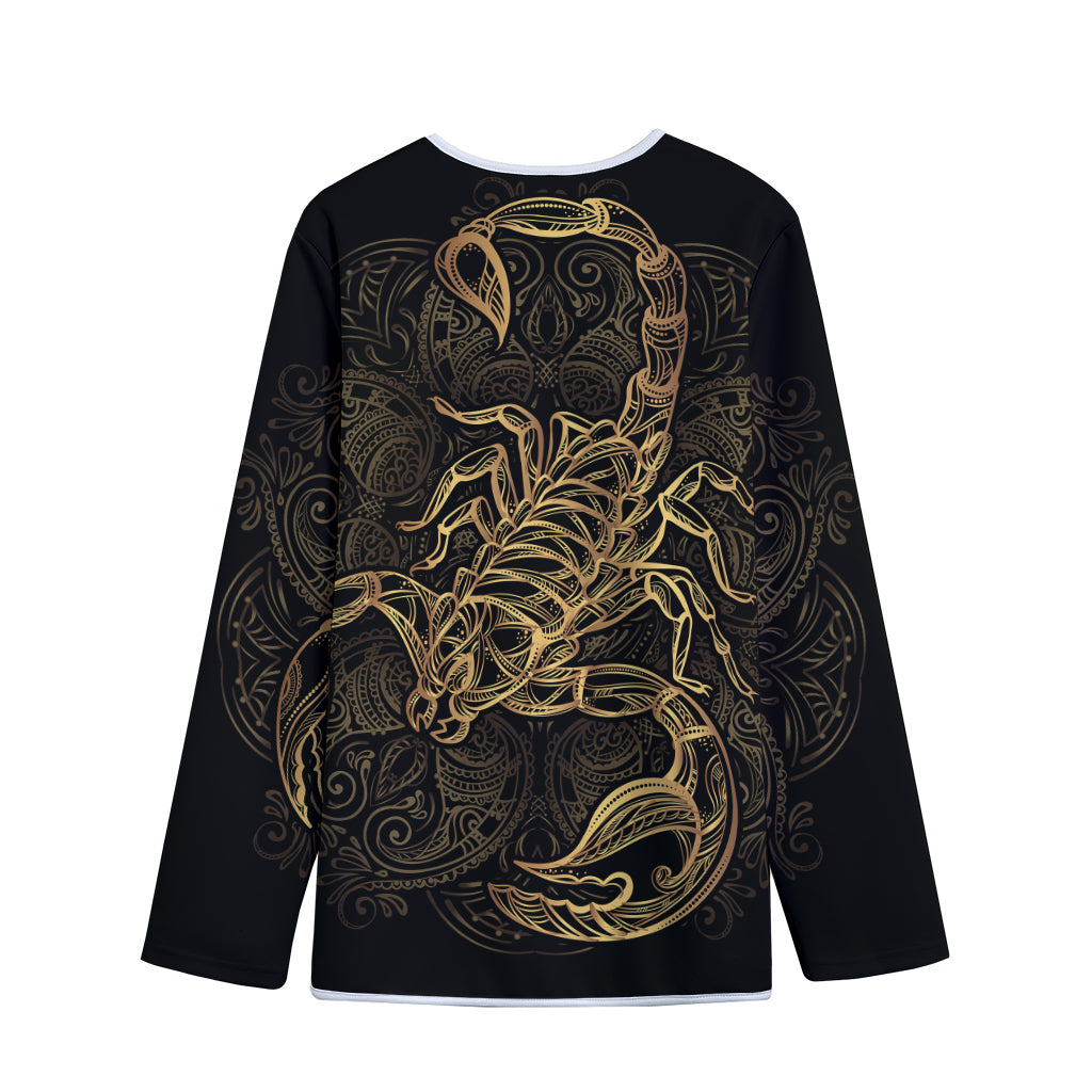Gold Scorpio Print Long Sleeve Short Coat