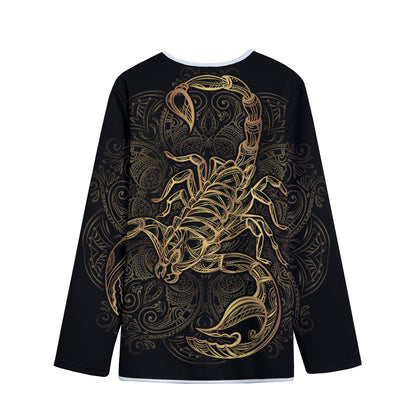 Gold Scorpio Print Long Sleeve Short Coat
