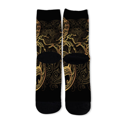 Gold Scorpio Print Long Socks