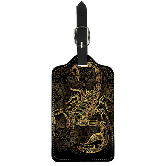Gold Scorpio Print Luggage Tag