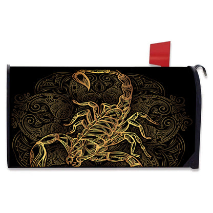Gold Scorpio Print Mailbox Cover