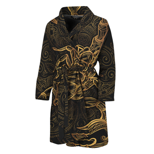 Gold Scorpio Print Men's Bathrobe