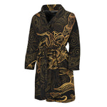 Gold Scorpio Print Men's Bathrobe