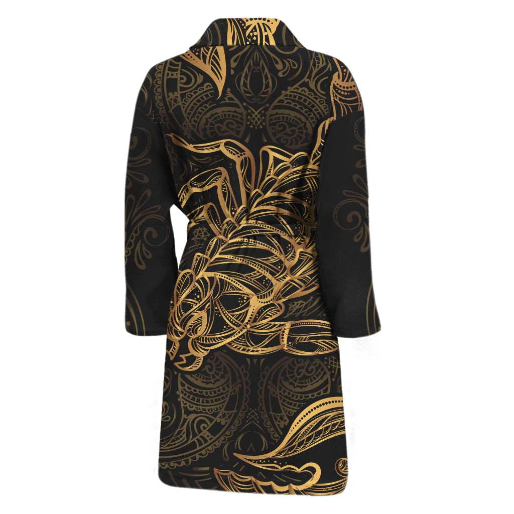 Gold Scorpio Print Men's Bathrobe