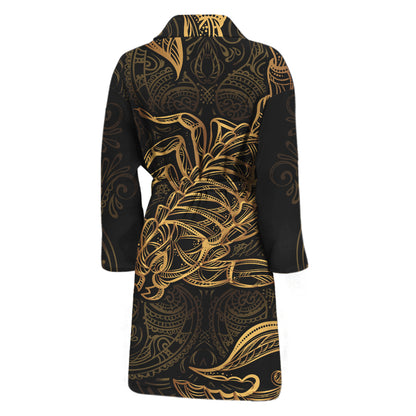 Gold Scorpio Print Men's Bathrobe