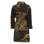 Gold Scorpio Print Men's Bathrobe