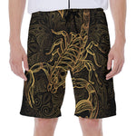 Gold Scorpio Print Men's Beach Shorts