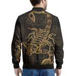 Gold Scorpio Print Men's Bomber Jacket