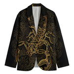 Gold Scorpio Print Men's Cotton Blazer
