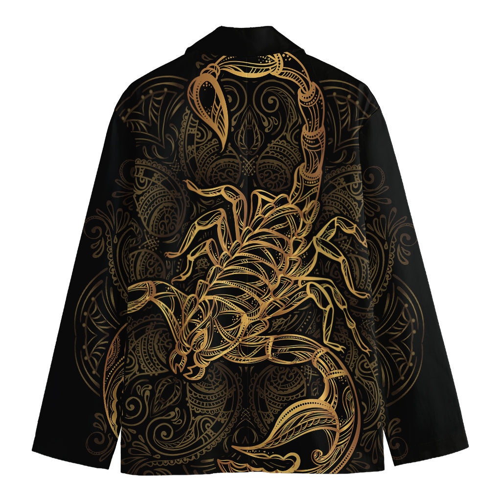 Gold Scorpio Print Men's Cotton Blazer