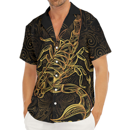 Gold Scorpio Print Men's Deep V-Neck Shirt