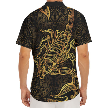 Gold Scorpio Print Men's Deep V-Neck Shirt