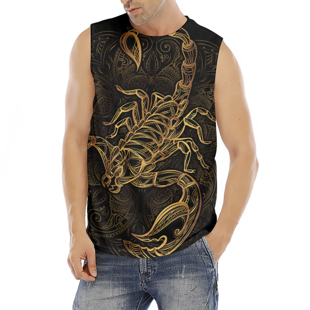 Gold Scorpio Print Men's Fitness Tank Top