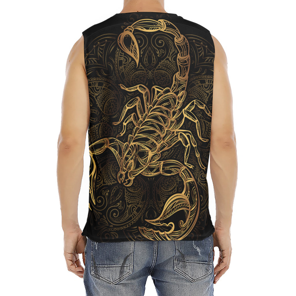 Gold Scorpio Print Men's Fitness Tank Top