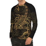 Gold Scorpio Print Men's Long Sleeve Rash Guard