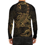 Gold Scorpio Print Men's Long Sleeve Rash Guard