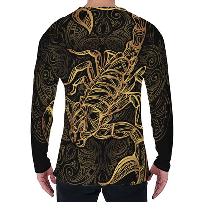 Gold Scorpio Print Men's Long Sleeve T-Shirt