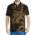 Gold Scorpio Print Men's Polo Shirt