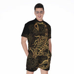 Gold Scorpio Print Men's Rompers