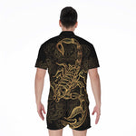 Gold Scorpio Print Men's Rompers
