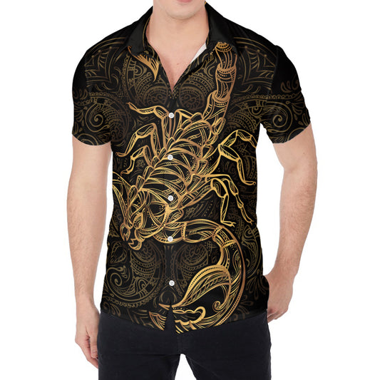 Gold Scorpio Print Men's Shirt