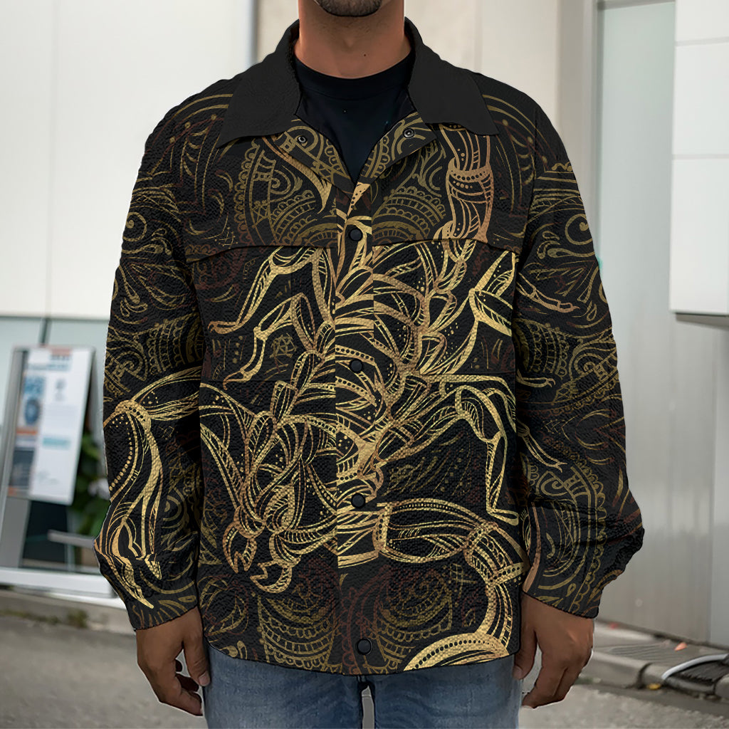 Gold Scorpio Print Men's Shirt Jacket