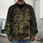 Gold Scorpio Print Men's Shirt Jacket