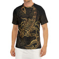 Gold Scorpio Print Men's Short Sleeve Rash Guard