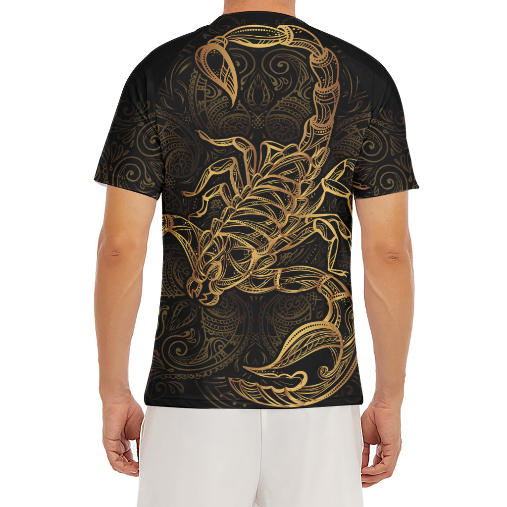 Gold Scorpio Print Men's Short Sleeve Rash Guard