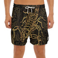 Gold Scorpio Print Men's Split Running Shorts