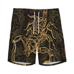 Gold Scorpio Print Men's Sports Shorts
