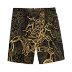 Gold Scorpio Print Men's Sports Shorts