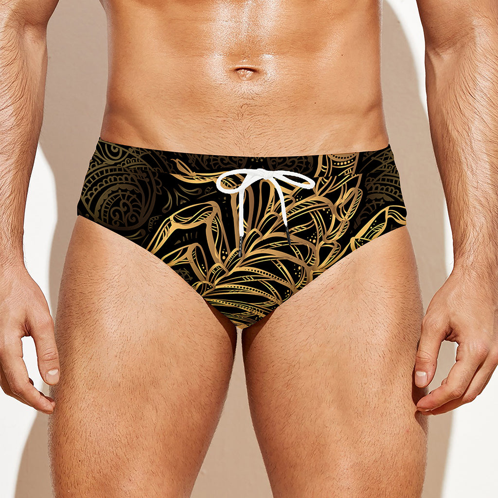 Gold Scorpio Print Men's Swim Briefs
