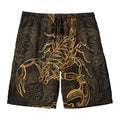 Gold Scorpio Print Men's Swim Trunks