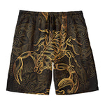 Gold Scorpio Print Men's Swim Trunks