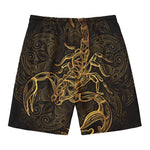 Gold Scorpio Print Men's Swim Trunks
