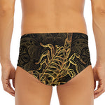 Gold Scorpio Print Men's Triangle Swim Briefs
