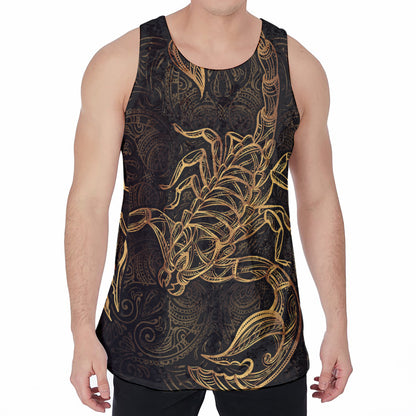 Gold Scorpio Print Men's Velvet Tank Top