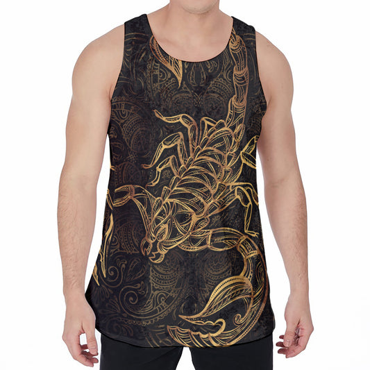 Gold Scorpio Print Men's Velvet Tank Top
